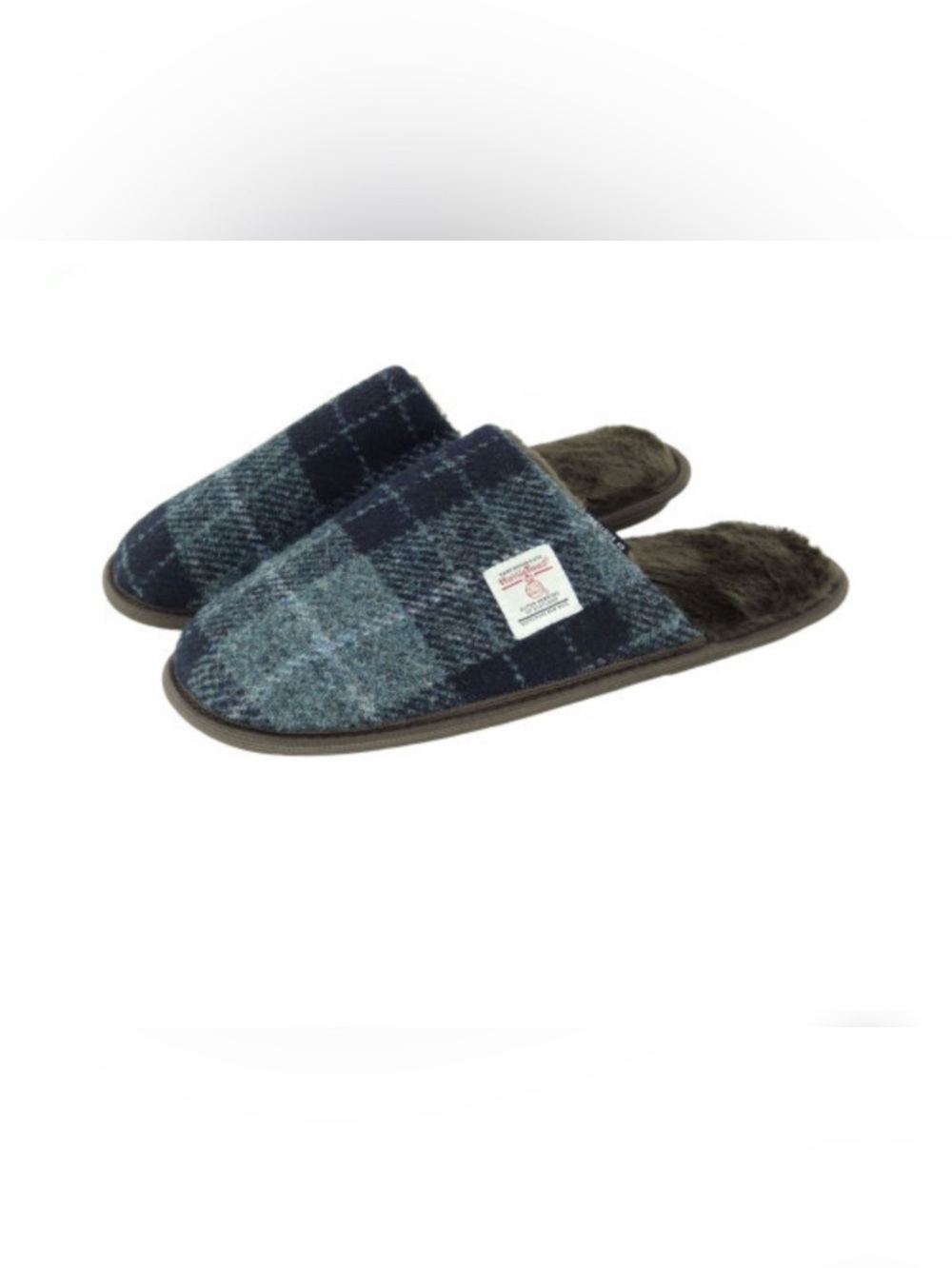 NWT Harris Tweed Men’s Tartan Wool Slip-On House Slippers Size 13
